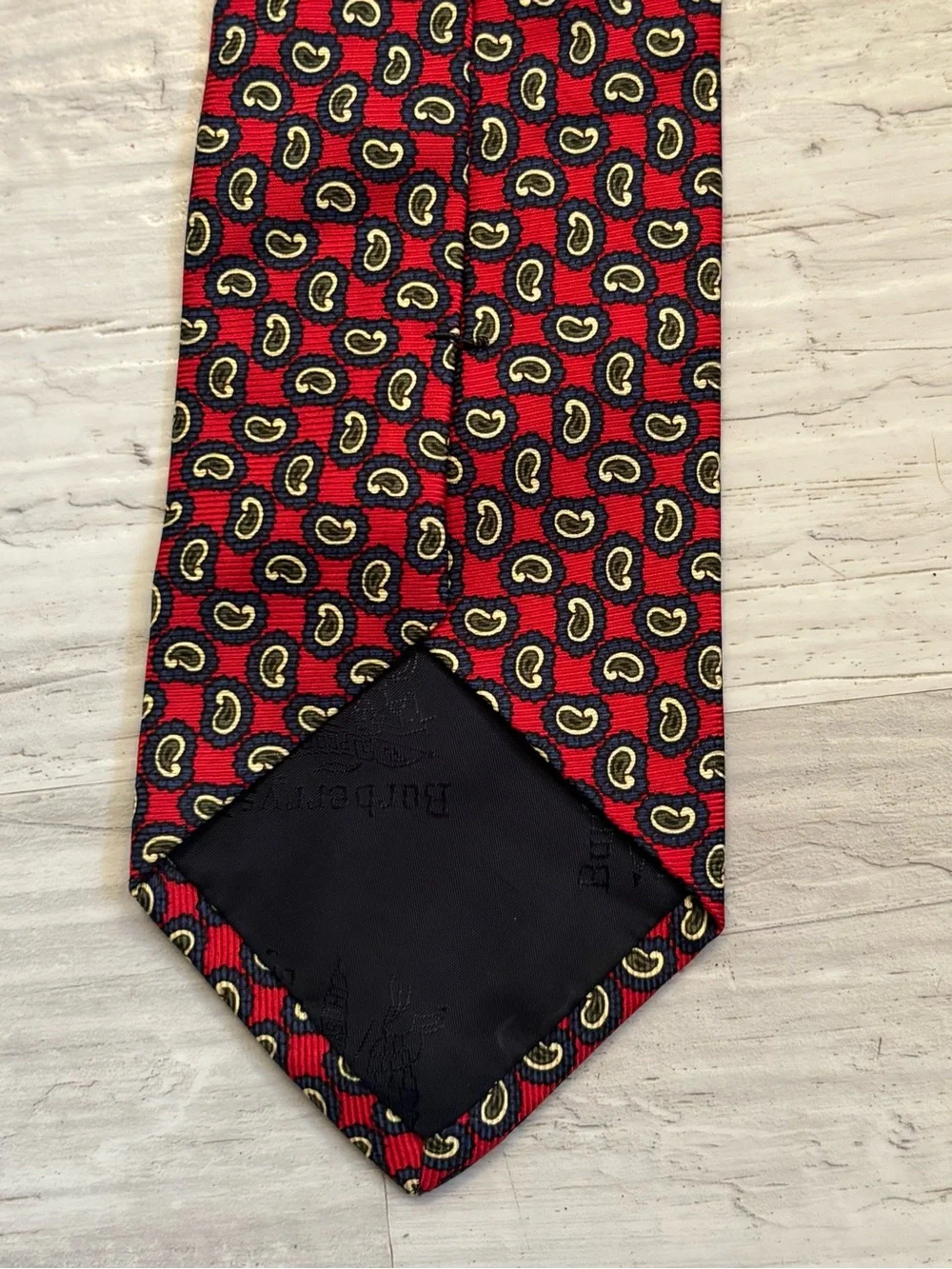 Burberrys Vintage Red Paisley Silk Tie